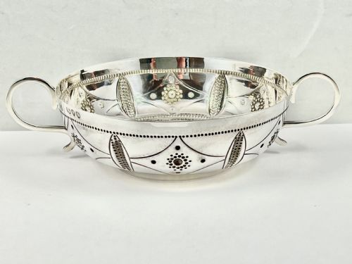 Victorian Antique Silver Charles II Replica Porringer, London 1890