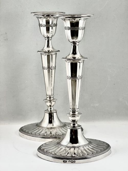 Pair of Victorian Antique Silver Candlesticks, Sheffield 1893.