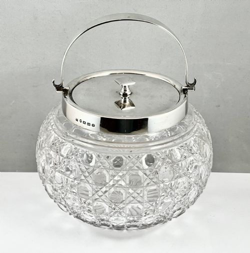 Victorian Antique Glass and Silver Lidded Bowl, Birmingham 1886