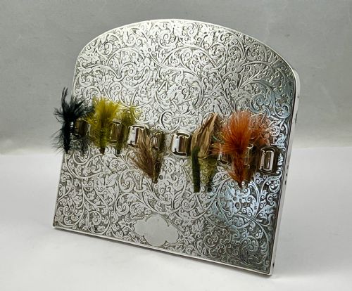 Victorian Antique Silver Fishing Fly Holder, 1892 Birmingham