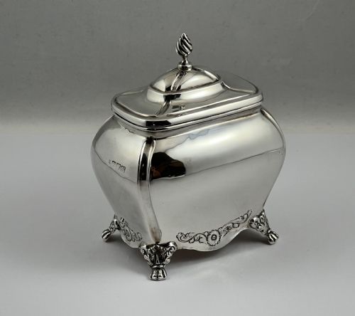Edwardian Antique Chester Silver Tea Caddy, Nathan & Hayes 1908