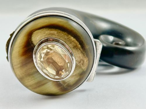 Scottish Antique Victorian Horn Snuff Mull, C.1895