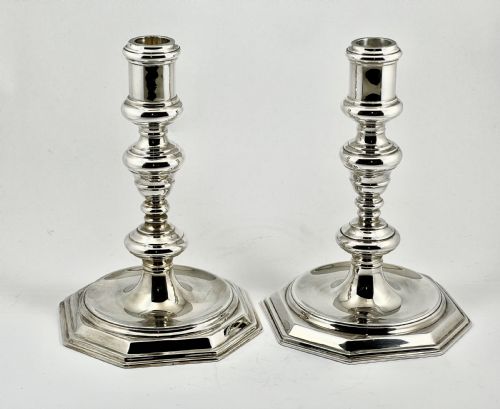 George VI Matched Pair of Silver Candlesticks, London 1931/52