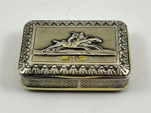 George III Silver Gilt Horse Racing Snuff Box, London 1800