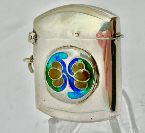 Archibald Knox Liberty Designed Enamelled Silver Vesta 1920