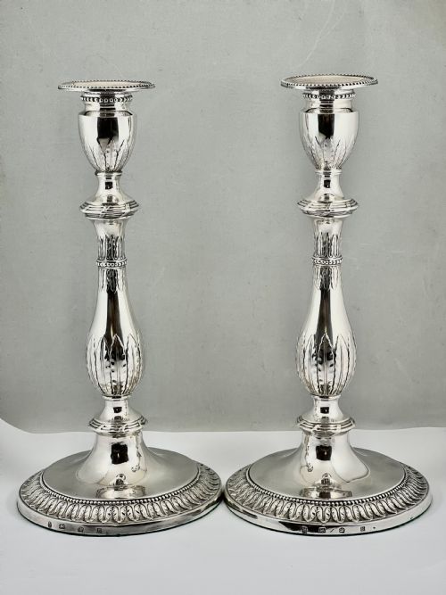 George III Pair of Antique Silver Candle Sticks, Sheffield 1776