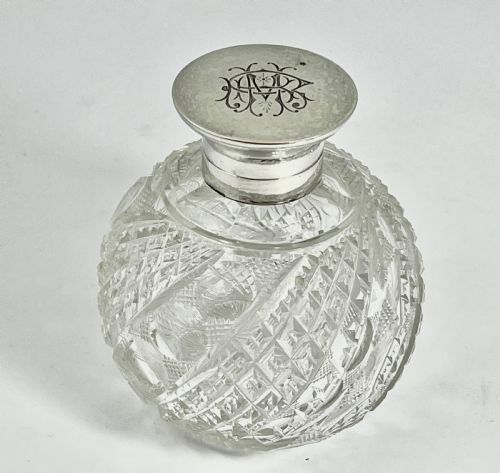 Edwardian Antique Silver Glass Perfume Bottle, J. Gloster 1909