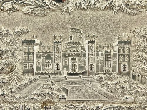 EARLY VICTORIAN ANTIQUE SILVER CASTLE TOP CARD CASE NATHANIEL MILLS - ADDITIONAL PHOTO 4