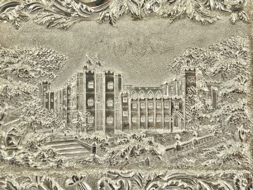 EARLY VICTORIAN ANTIQUE SILVER CASTLE TOP CARD CASE NATHANIEL MILLS - ADDITIONAL PHOTO 5
