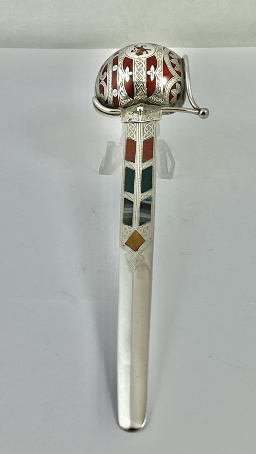 Victorian Silver and Agate Sword Paper Knife, Edinburgh 1892