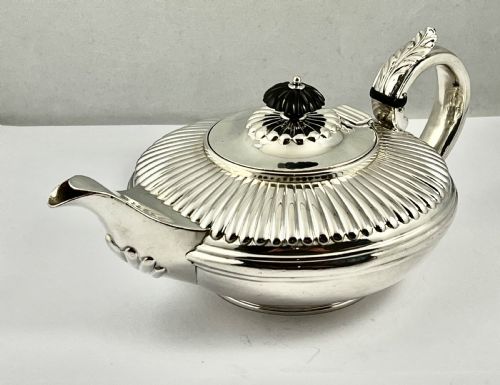 A William IV Antique Silver Safron Tea Pot, London 1835