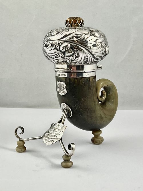 Edwardian Large Horn Snuff Mull, Wm Duningham (Aberdeen) 1907