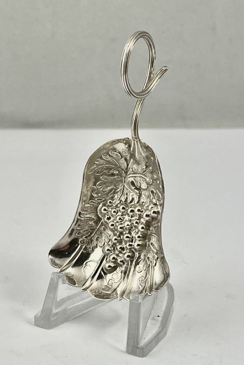 William IV Antique Silver, Grape and Vine Caddy Spoon, 1835