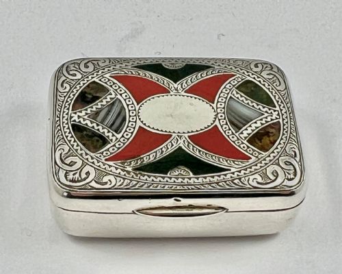 Victorian Antique Silver and Agate Box, J. Fraser 1891