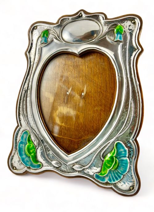 Rare Antique Edwardian Silver and Porcelain Picture Frame, Birmingham 1904