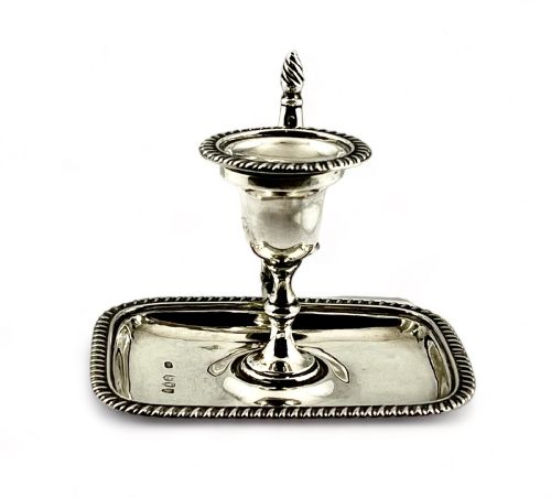 AN ANTIQUE VICTORIAN SILVER CHAMBER STICK LONDON 1895 - ADDITIONAL PHOTO 1
