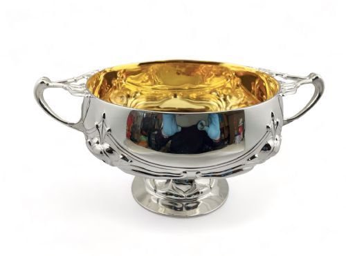 Edwardian Antique Large Art Nouveau Silver Bowl, London 1903.