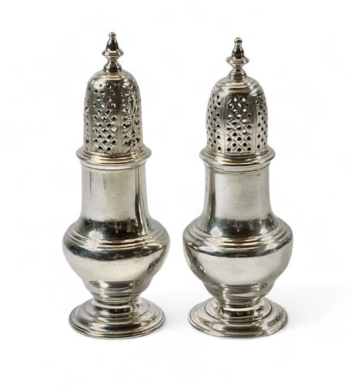 fig 1. A matched pair of antique George II silver casters, Samuel Wood, 1746/1741
