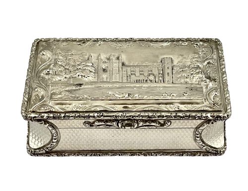 










William IV Antique Silver Castle Top Snuff Box, Nathaniel Mills, 1835