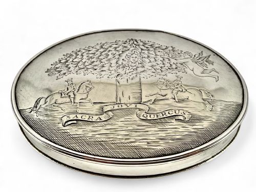 Early 18th Century Antique Silver “Boscobel Oak” Snuff Box, English C.1720
