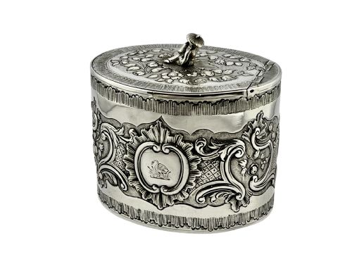 George III Scottish Antique Silver Rococo Tea Caddy, Edinburgh 1791