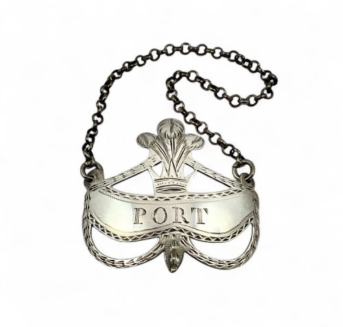 A George III Antique Silver Port Label, William Lestourgeon, C.1780