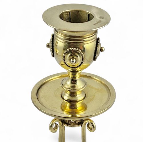 A PAIR OF VICTORIAN ANTIQUE SILVER GILT CANDLESTICKS LONDON 1875 - ADDITIONAL PHOTO 5