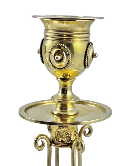 A PAIR OF VICTORIAN ANTIQUE SILVER GILT CANDLESTICKS LONDON 1875 - ADDITIONAL PHOTO 6