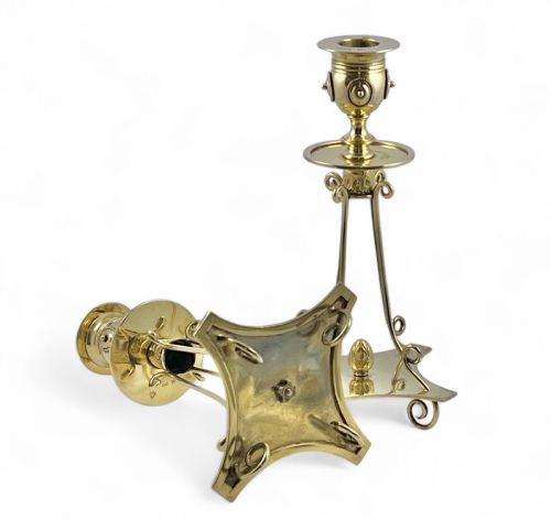 A PAIR OF VICTORIAN ANTIQUE SILVER GILT CANDLESTICKS LONDON 1875 - ADDITIONAL PHOTO 7