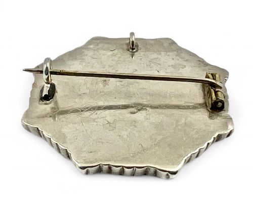 VICTORIAN ANTIQUE SILVER AND MONTROSE AGATE BROOCH C1880 - ADDITIONAL PHOTO 2