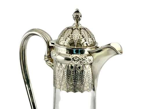 VICTORIAN ANTIQUE SILVER AND GLASS DECANTER BIRMINGHAM 1876 - ADDITIONAL PHOTO 10
