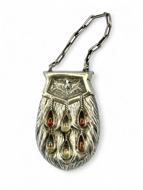 Victorian Antique Silver “Sporran” Box, Edinburgh 1881