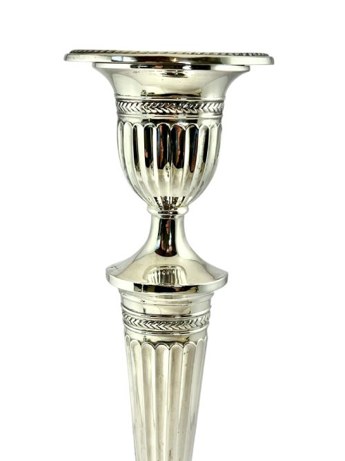 EDWARDIAN ANTIQUE SET OF 4 SILVER CANDLESTICKS SHEFFIELD 1908 - ADDITIONAL PHOTO 9