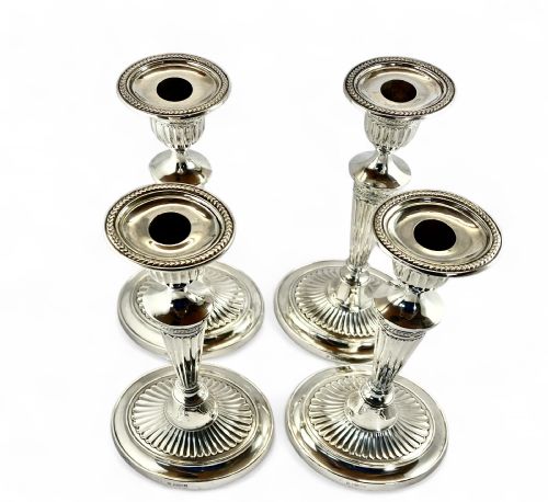 EDWARDIAN ANTIQUE SET OF 4 SILVER CANDLESTICKS SHEFFIELD 1908 - ADDITIONAL PHOTO 11