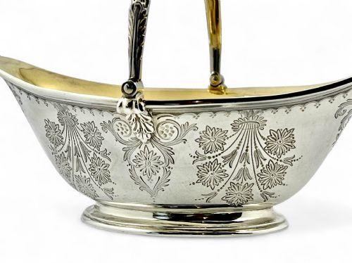 VICTORIAN ANTIQUE SILVER SUGAR BOWL AND SIFTER SPOON SET LONDON 1883 - ADDITIONAL PHOTO 7