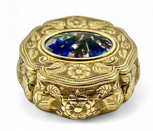 VICTORIAN 15CARAT GOLD ANTIQUE CIRCULAR BOX UNMARKED ENGLISH C1880 - ADDITIONAL PHOTO 1