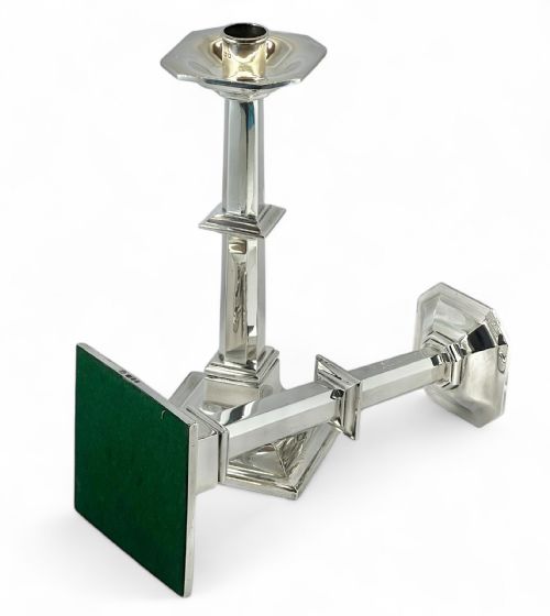 fig 1. Art Deco pair of large silver candle sticks, London 1938