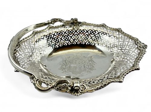 GEORGE II ANTIQUE SILVER BREAD BASKET SAMUEL HERBERT LONDON 1755 - ADDITIONAL PHOTO 8