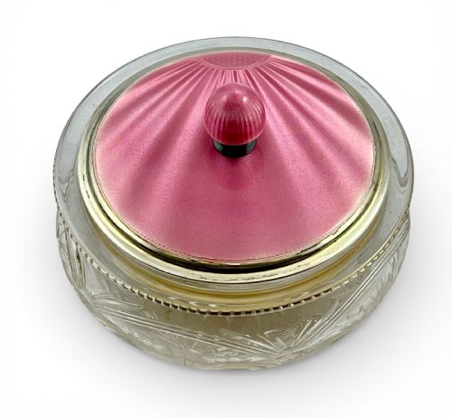 EDWARD VIII SILVER AND PINK ENAMEL DRESSING TABLE BOWL BIRMINGHAM 1936 - ADDITIONAL PHOTO 5