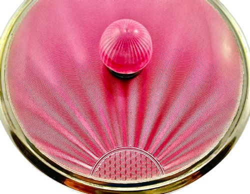 EDWARD VIII SILVER AND PINK ENAMEL DRESSING TABLE BOWL BIRMINGHAM 1936 - ADDITIONAL PHOTO 6