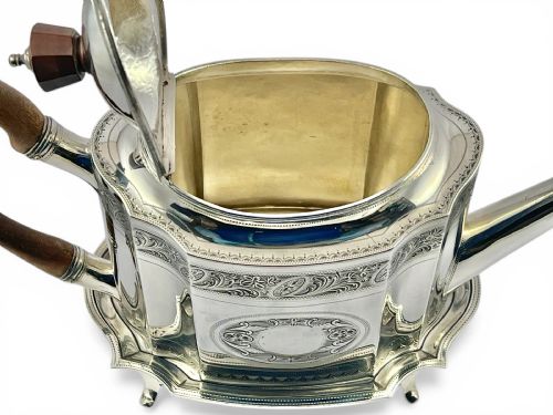 GEORGE III ANTIQUE SILVER TEAPOT AND STAND ROBERT HENNELL I LONDON 1792 - ADDITIONAL PHOTO 4