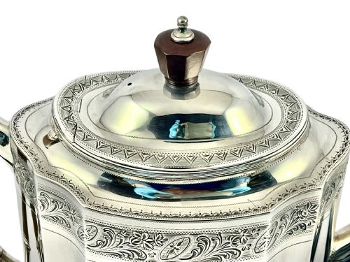 GEORGE III ANTIQUE SILVER TEAPOT AND STAND ROBERT HENNELL I LONDON 1792 - ADDITIONAL PHOTO 6