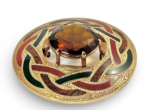VICTORIAN ANTIQUE GOLD AND AGATE BRACELET AND BROOCH SCOTTISH C 1860 - ADDITIONAL PHOTO 5