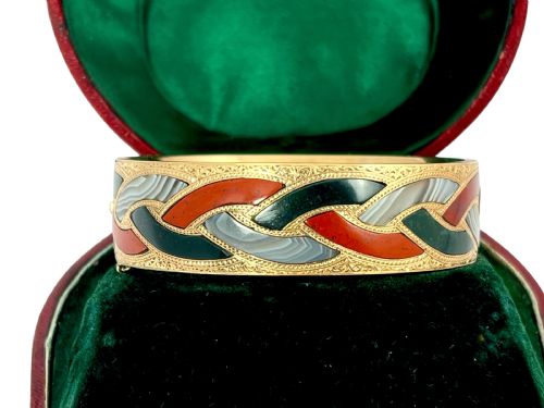 VICTORIAN ANTIQUE GOLD AND AGATE BRACELET AND BROOCH SCOTTISH C 1860 - ADDITIONAL PHOTO 12