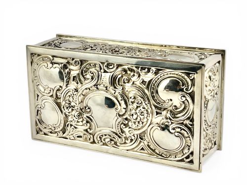 VICTORIAN ANTIQUE SILVER LARGE JEWELLERY BOX LONDON 1881 - ADDITIONAL PHOTO 2
