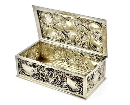 VICTORIAN ANTIQUE SILVER LARGE JEWELLERY BOX LONDON 1881 - ADDITIONAL PHOTO 4