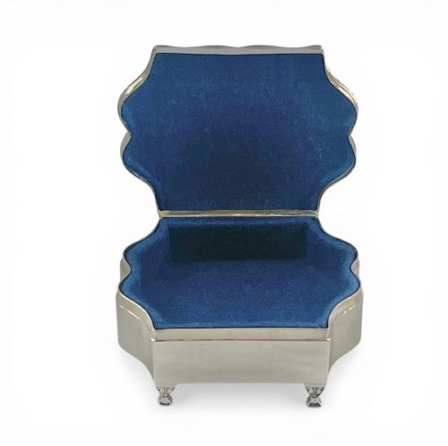 ART DECO ANTIQUE SILVER AND BLUE ENAMEL JEWELLERY BOX BIRMINGHAM 1934 - ADDITIONAL PHOTO 6