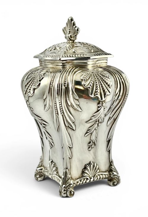 ANTIQUE VICTORIAN SILVER TEA CADDY BY THOMAS BRADBURY LONDON 1898 - ADDITIONAL PHOTO 2
