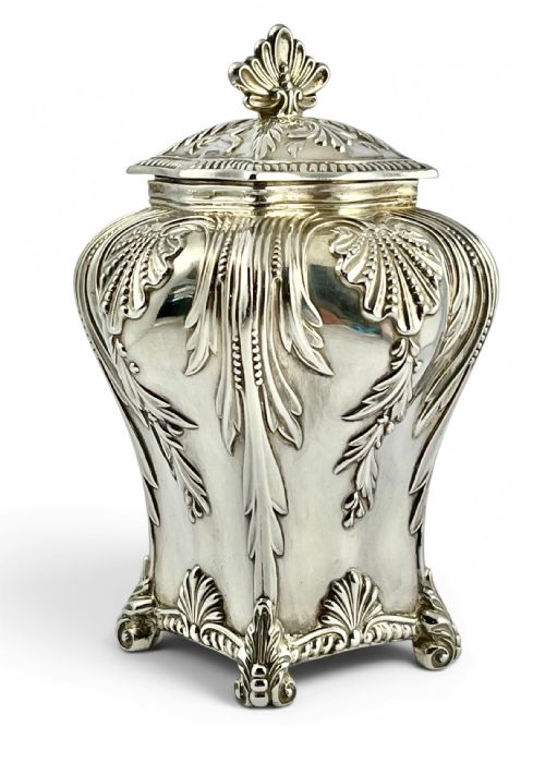 ANTIQUE VICTORIAN SILVER TEA CADDY BY THOMAS BRADBURY LONDON 1898 - ADDITIONAL PHOTO 3