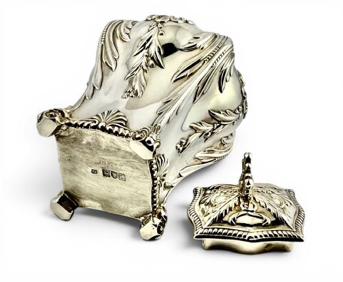 ANTIQUE VICTORIAN SILVER TEA CADDY BY THOMAS BRADBURY LONDON 1898 - ADDITIONAL PHOTO 4